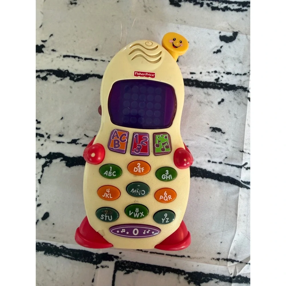 Fisher-Price Laugh & Learn Smilin Phone Toddler Toy Music ABC 123 Cream Red